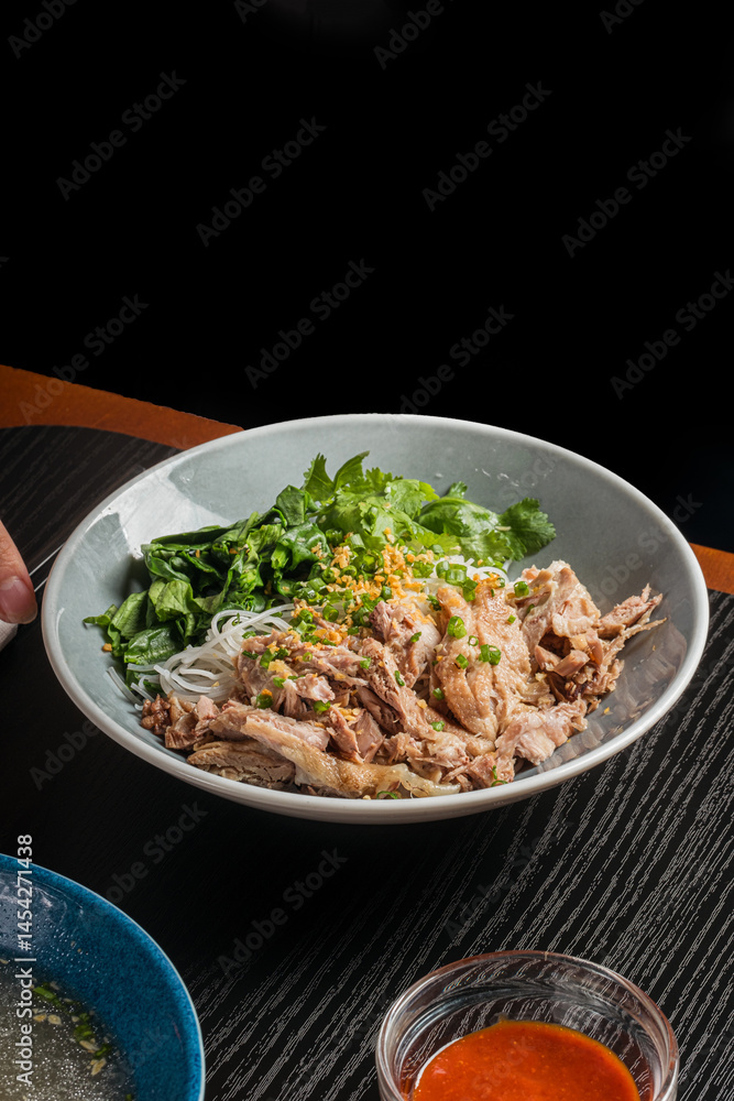 asian noodle with duck and vegetables asian noodle with duck and vegetables