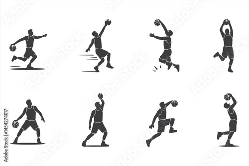 Energetic Basketball Player in Action, Silhouette Design