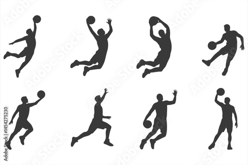 Sports Silhouette of a Basketball Player Preparing to Shoot