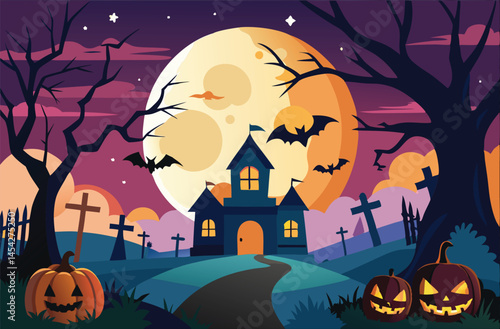 Scary Haunted House Halloween Art