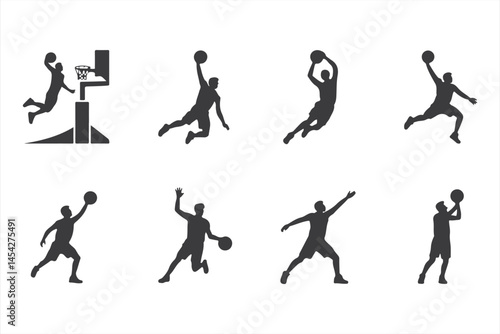 High-Flying Basketball Player Slam Dunk in Silhouette