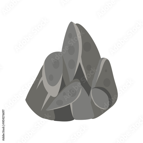 Stone cartoon style vector. Rock stone isolated on white background.