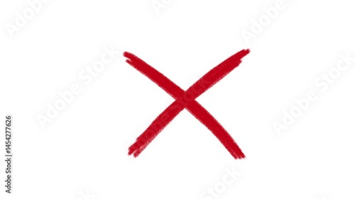 red x cross mark stroke of reject or disapprove symbol on white isolated background