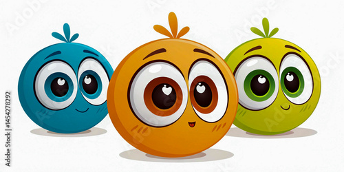 Wallpaper Mural Playful Cartoon Characters in Bright Colors with Happy Faces Torontodigital.ca