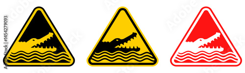 set Attention crocodile sign Symbols design template vector illustration