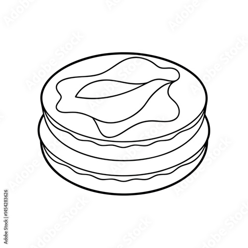 Blini Pancake Line Art Vector Illustration