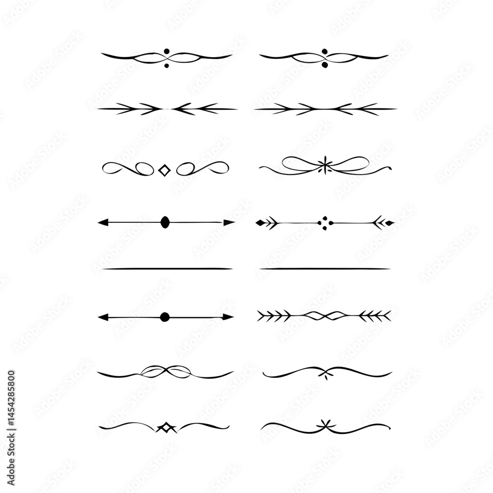 Text dividers doodle set. Wedding decorative elements. Divider ornament, borders, vintage line separators. Hand drawn vector illustration isolated on white background. Gold text dividers doodle set. Text dividers doodle set. Wedding decorative elements. Divider ornament, borders, vintage line separators. Hand drawn vector illustration isolated on white background. Gold text dividers doodle set.