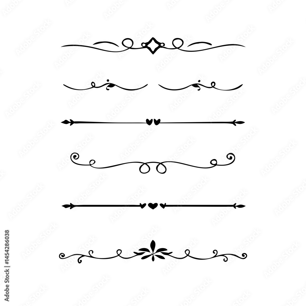 Text dividers doodle set. Wedding decorative elements. Divider ornament, borders, vintage line separators. Hand drawn vector illustration isolated on white background. Gold text dividers doodle set. Text dividers doodle set. Wedding decorative elements. Divider ornament, borders, vintage line separators. Hand drawn vector illustration isolated on white background. Gold text dividers doodle set.