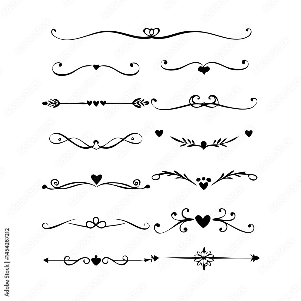 Text dividers doodle set. Wedding decorative elements. Divider ornament, borders, vintage line separators. Hand drawn vector illustration isolated on white background. Gold text dividers doodle set.
Text dividers doodle set. Wedding decorative elements. Divider ornament, borders, vintage line separators. Hand drawn vector illustration isolated on white background. Gold text dividers doodle set.