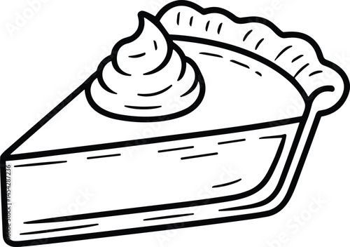 Thanksgiving Pie Slice Line Art Vector – Hand Drawn Dessert Illustration