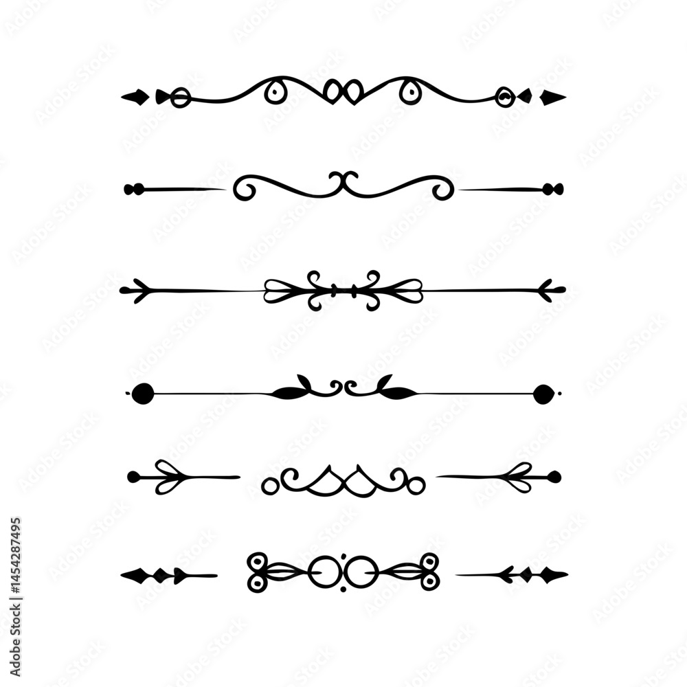 Text dividers doodle set. Wedding decorative elements. Divider ornament, borders, vintage line separators. Hand drawn vector illustration isolated on white background. Gold text dividers doodle set.
Text dividers doodle set. Wedding decorative elements. Divider ornament, borders, vintage line separators. Hand drawn vector illustration isolated on white background. Gold text dividers doodle set.