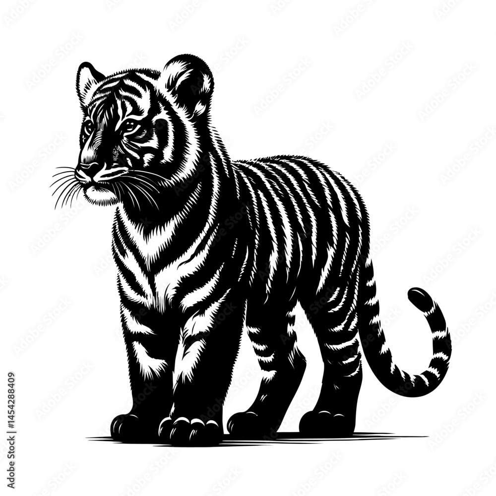 Fototapeta premium Baby Tiger Silhouette Art