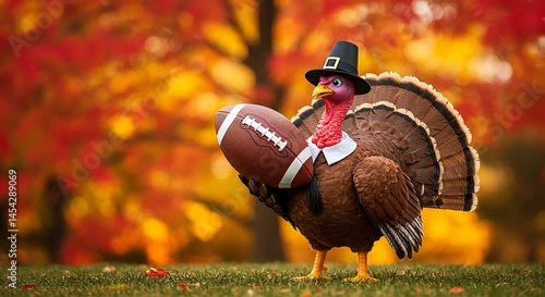 Turkey pilgrim football player in autumn