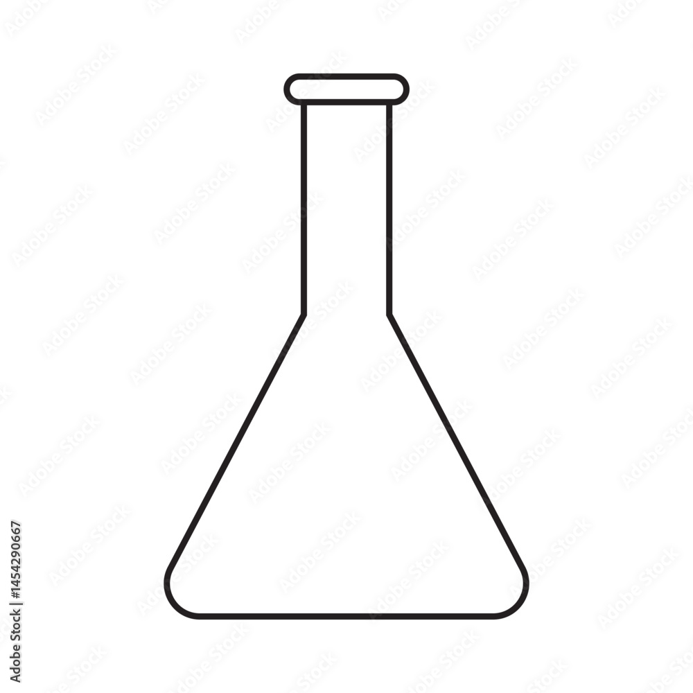 Minimalist outline illustrating a transparent measuring flask commonly used in laboratory environments Minimalist outline illustrating a transparent measuring flask commonly used in laboratory environments