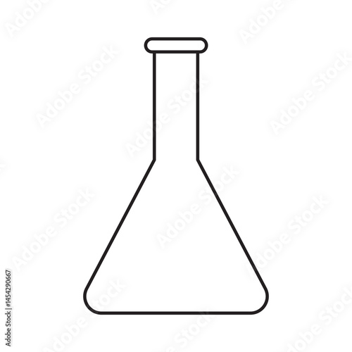Minimalist outline illustrating a transparent measuring flask commonly used in laboratory environments