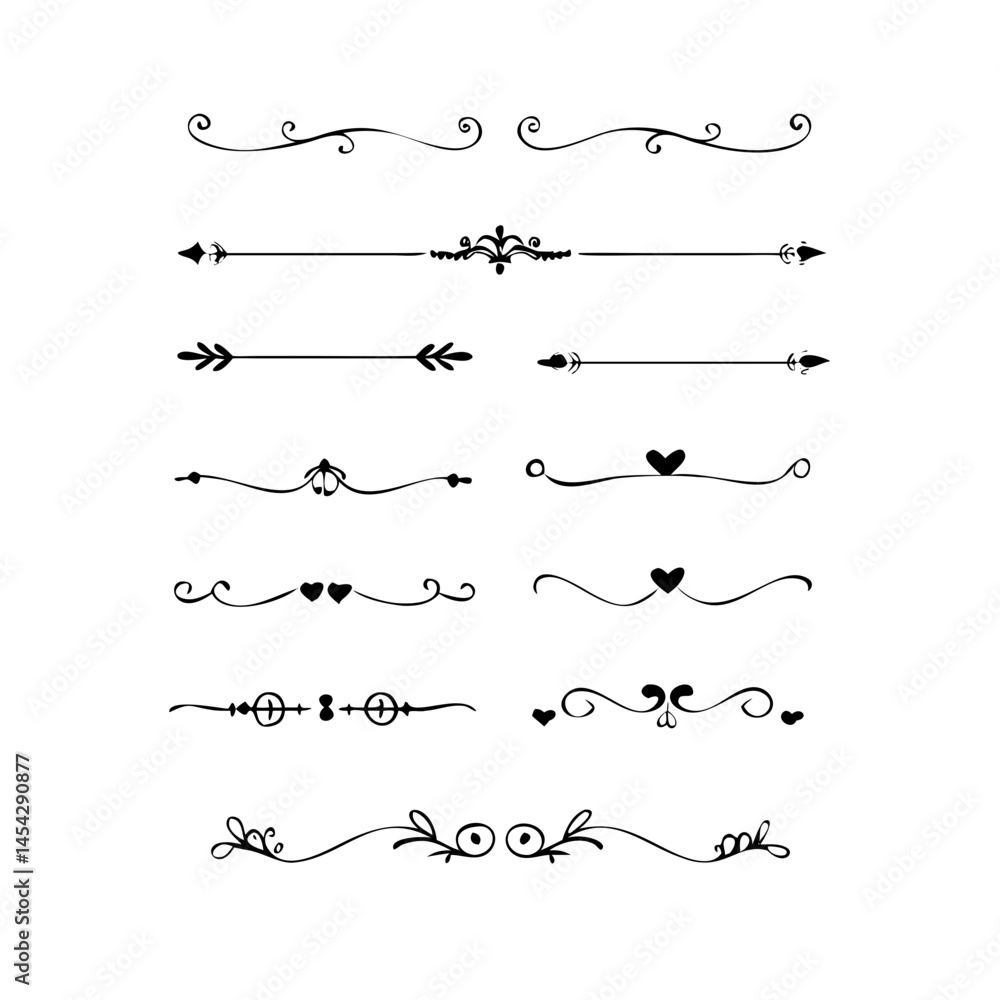 Dividers doodle set. Wedding decorative elements. Divider ornament, borders, vintage line separators. Hand drawn vector illustration isolated on white background.
Dividers doodle set. Wedding decorative elements. Divider ornament, borders, vintage line separators. Hand drawn vector illustration isolated on white background.