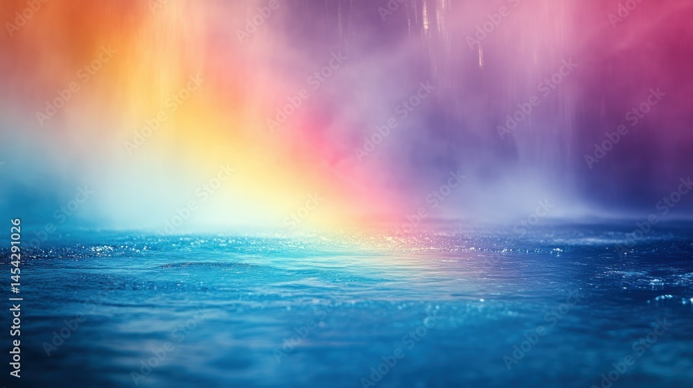 Naklejka premium Dreamlike seascape with vibrant hues of sunset merging into ocean serenity