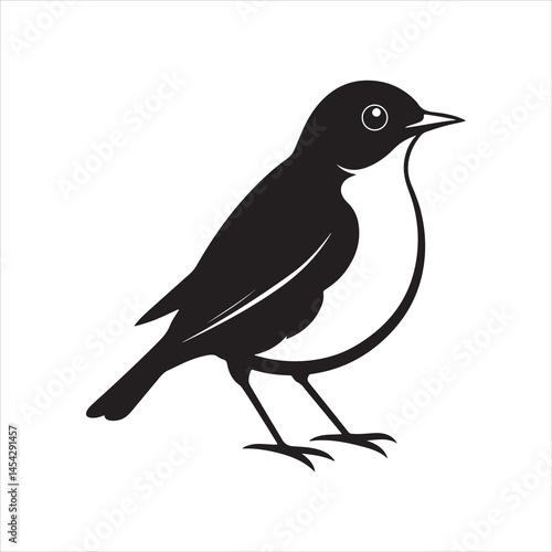 american robin silhouette black vector