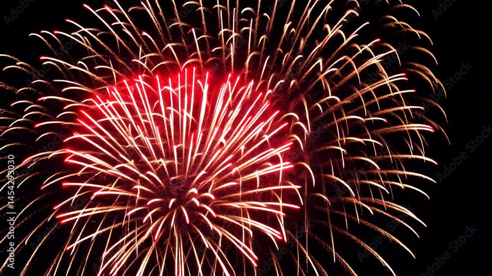 Red Fireworks Display at Night