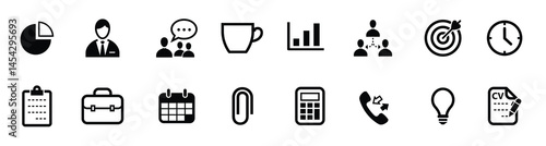 Business and Office Icons with White Background