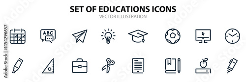  Education Icons with White Background