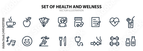  Health and Wellness icons with White Background