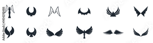 Wing and angel icons set