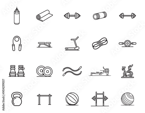 20 Workout Equipment Icons set
