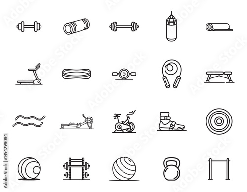 20 Workout Equipment Icons set
