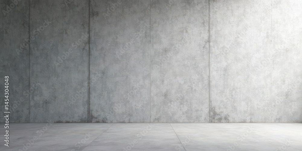 Fototapeta premium Empty Room with Light Grey Concrete Wall and Floor, Ideal for Minimalist Design Presentations