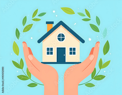 Hands Protecting A House Illustration