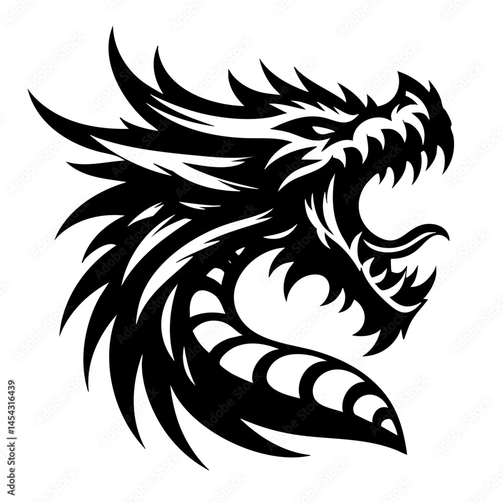 Obraz premium Majestic Dragon Head: Mythical Creature, Fierce and Powerful Fantasy Beast