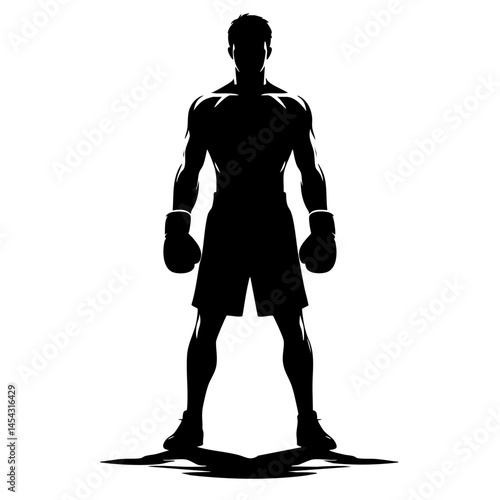 Powerful Boxer Silhouette: A Champion's Strength and Determination