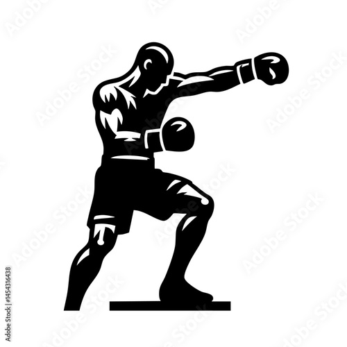 Powerful Boxer Silhouette: A Champion's Strength and Determination