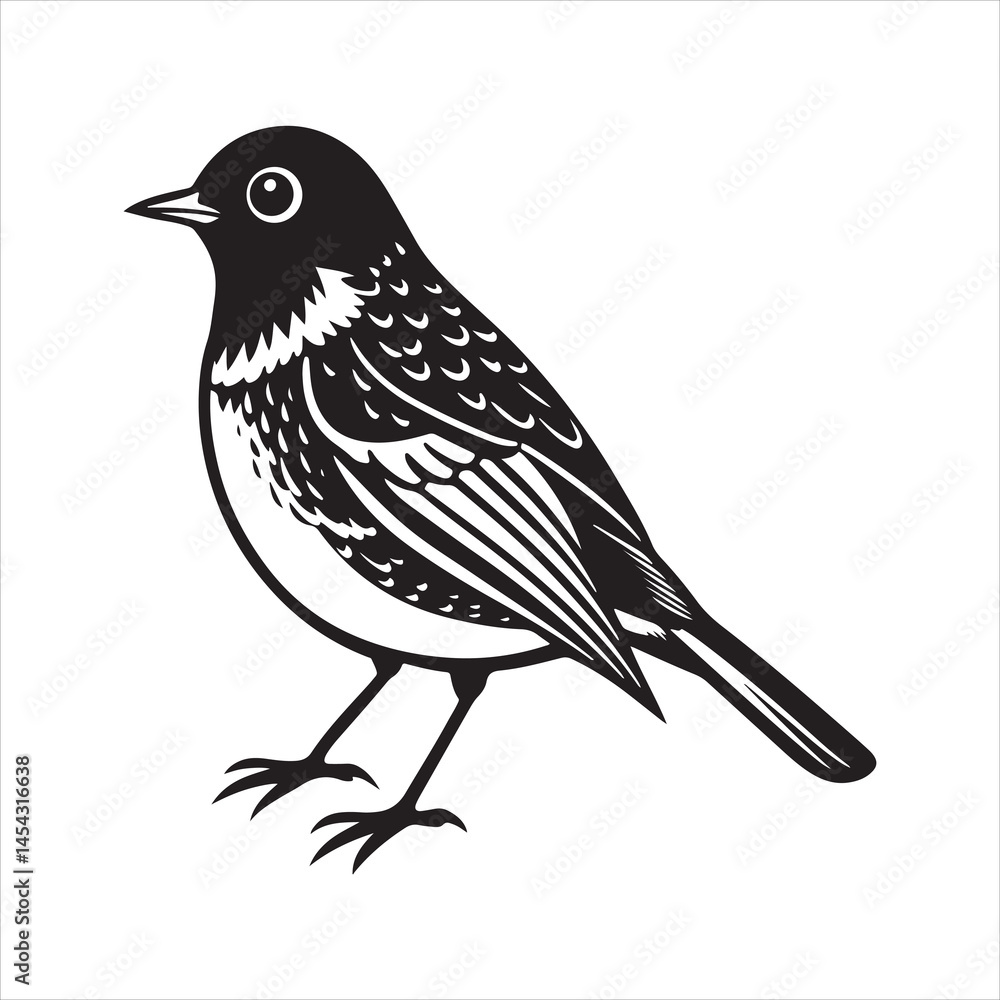 Obraz premium american robin silhouette black vector