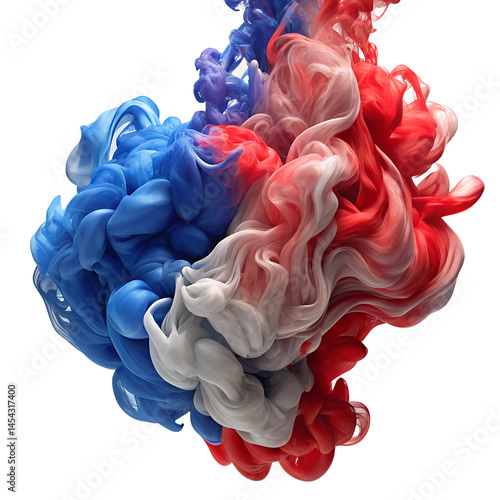 Flag formed by red white and blue smoke on Transparent Background