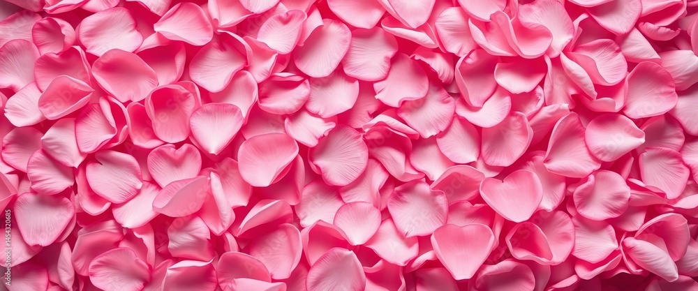 Fototapeta premium Softly scattered pink rose petals form a romantic background, floral, love