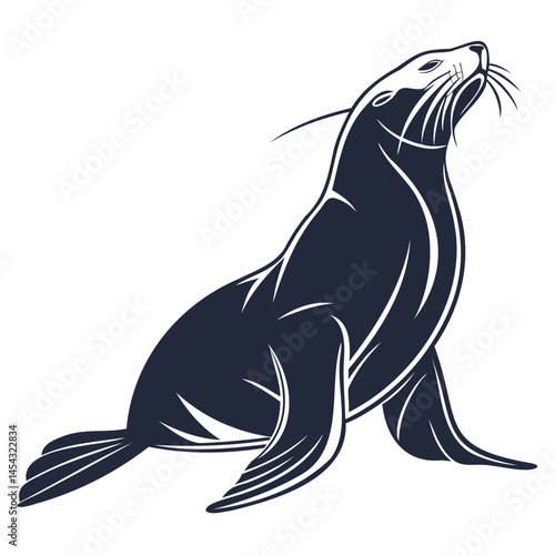 Sea lion vector illustration marine animal aquatic mammal ocean wildlife seal silhouette design template graphic art isolated on transparent background