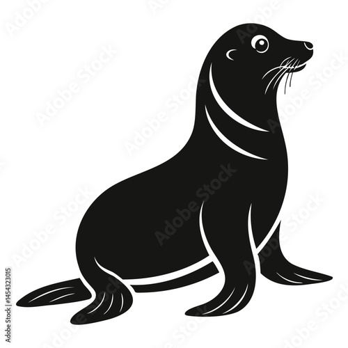 Illustration of a black harbor seal sea lion cute animal aquatic mammal wildlife marine life vector image design isolated on transparent background