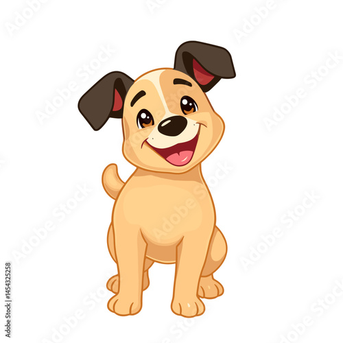 Wallpaper Mural Cute cartoon puppy with a joyful expression, character illustration, white background Torontodigital.ca