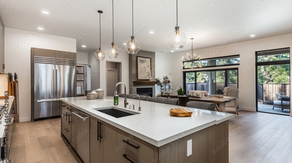 Fototapeta premium Captivating interior view of a modern kitchen showcasing a sophisticated design