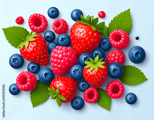 Colorful Mix Of Berries And Fresh Fruits