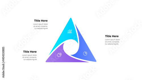 Dynamic infographic design featuring a triangular chart with financial and statistical icons, offering a visually appealing and informative graphic for presentations focused on business