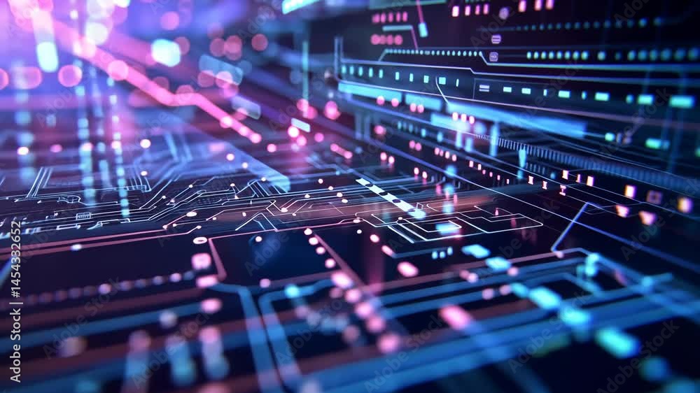 Futuristic Digital Circuit Board Flow Animation Loop Futuristic Digital Circuit Board Flow Animation Loop