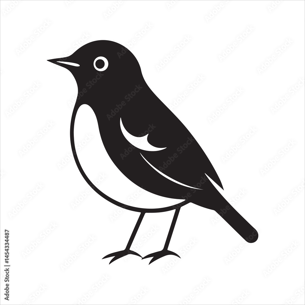Obraz premium american robin silhouette black vector