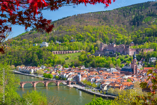 City of Heidelberg with Neckar river at springtime, Baden-Württemberg, Germany