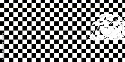 Racing flag grunge design of vector car race sport, auto rally and motocross.