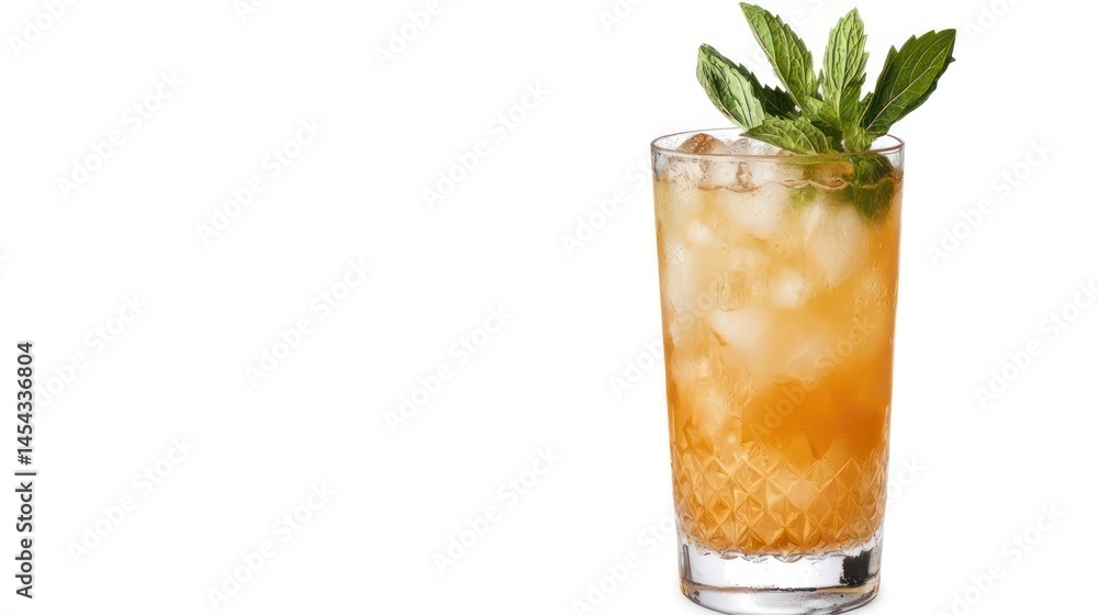 Mojito cocktail in highball glass with fresh garnish, isolated on white background, transparent PNG style Mojito cocktail in highball glass with fresh garnish, isolated on white background, transparent PNG style