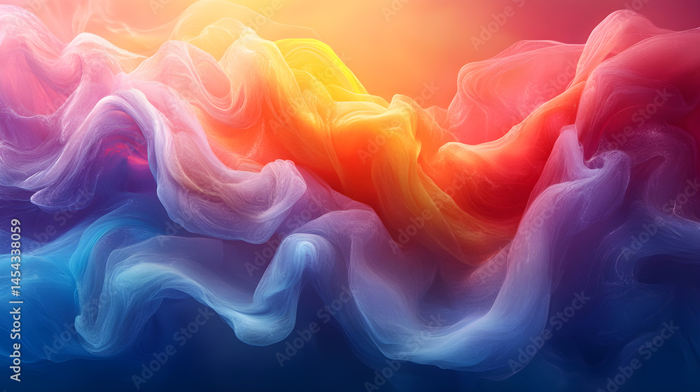 Fototapeta premium Abstract rainbow spectrum with high-resolution fluid shapes forming a vibrant composition