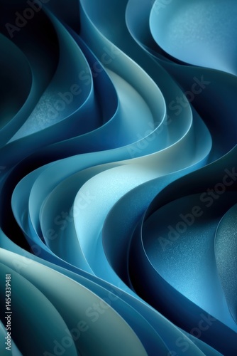 Wallpaper Mural Abstract waves of blue paper create a layered, flowing pattern with smooth curves and gradients. Torontodigital.ca